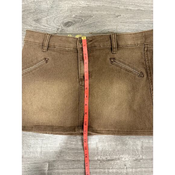 VTG Y2K PARIS HILTON MINI SKIRT SMALL Brown Denim - Picture 4 of 6